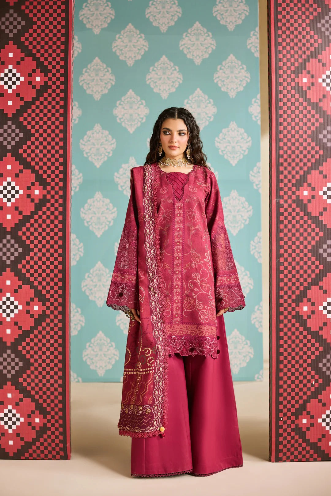 Florent one-nation Digital Printed Embroidered 3 piece stitched suitFON - 8B