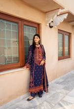 Chiffon 3 Piece Embroidered Hayat Karma Collection DARK SAPPHIRE F-495