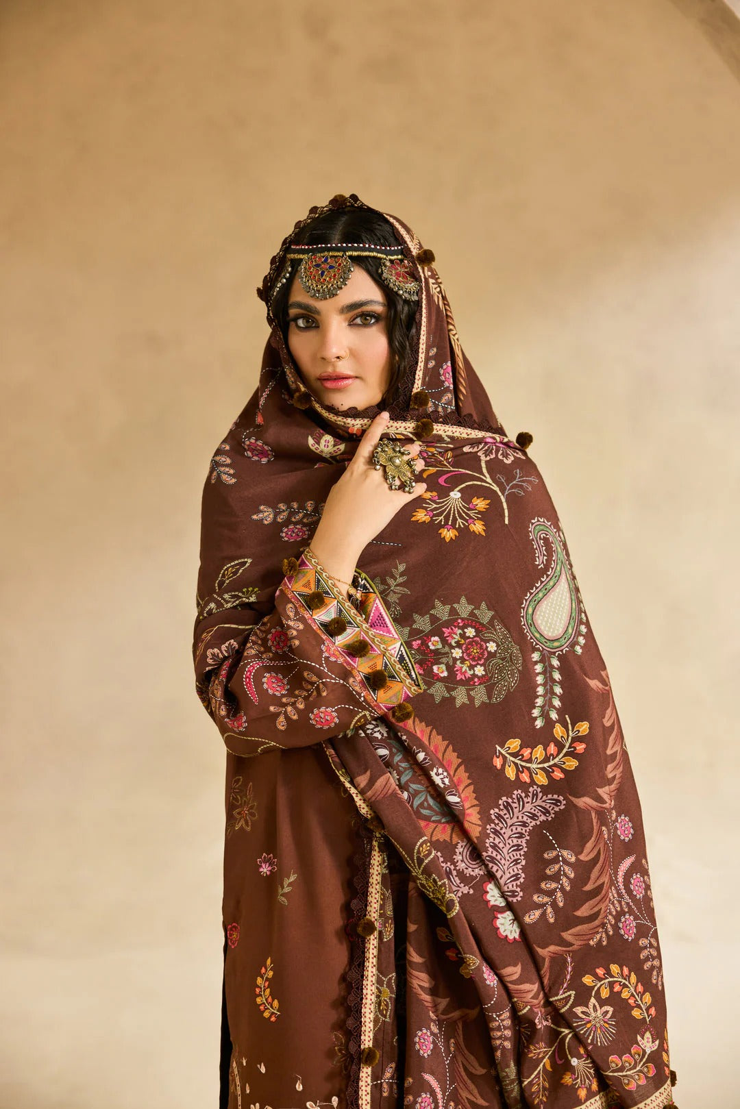 Florent one-nation Digital Printed Embroidered 3 piece stitched suit FON - 2B