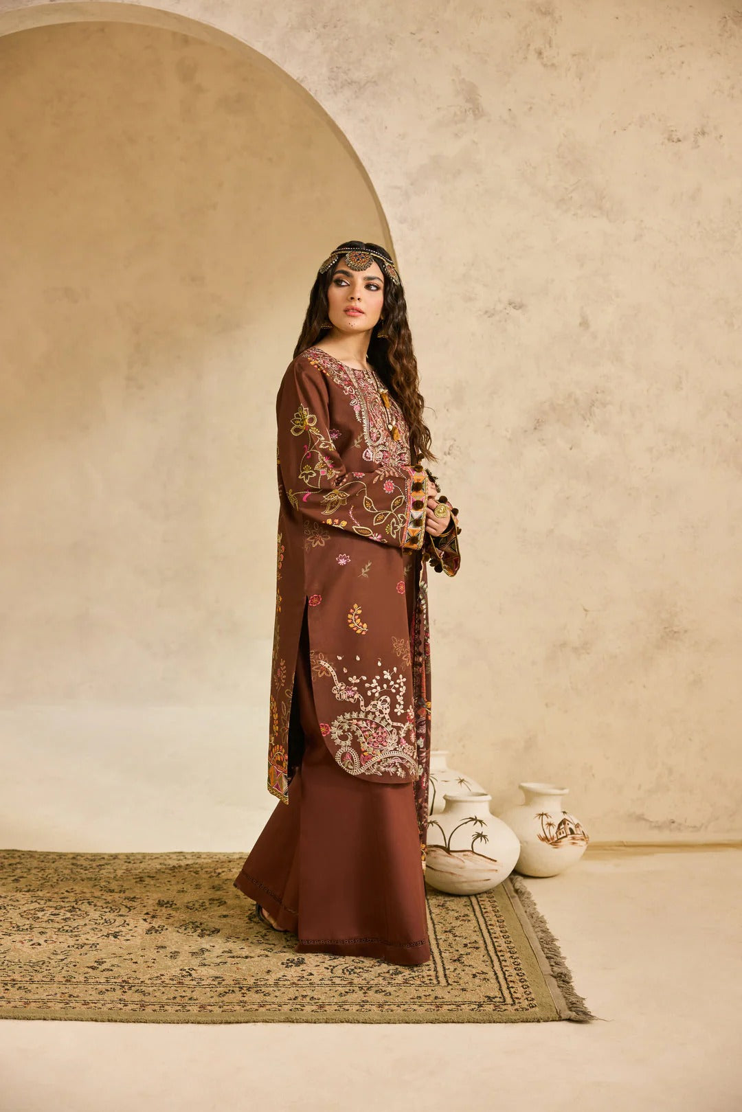 Florent one-nation Digital Printed Embroidered 3 piece stitched suit FON - 2B