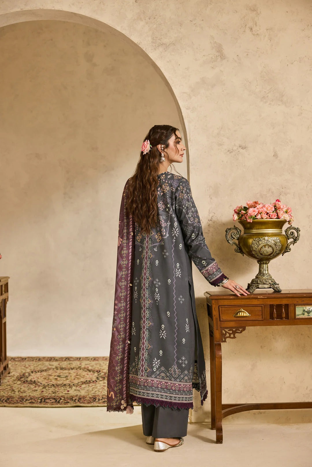 Florent one-nation Digital Printed Embroidered 3 piece stitched suit FON - 3A