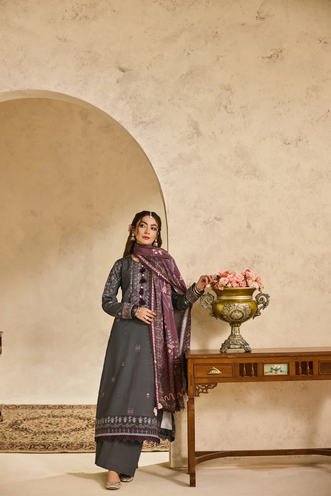 Florent one-nation Digital Printed Embroidered 3 piece stitched suit FON - 3A