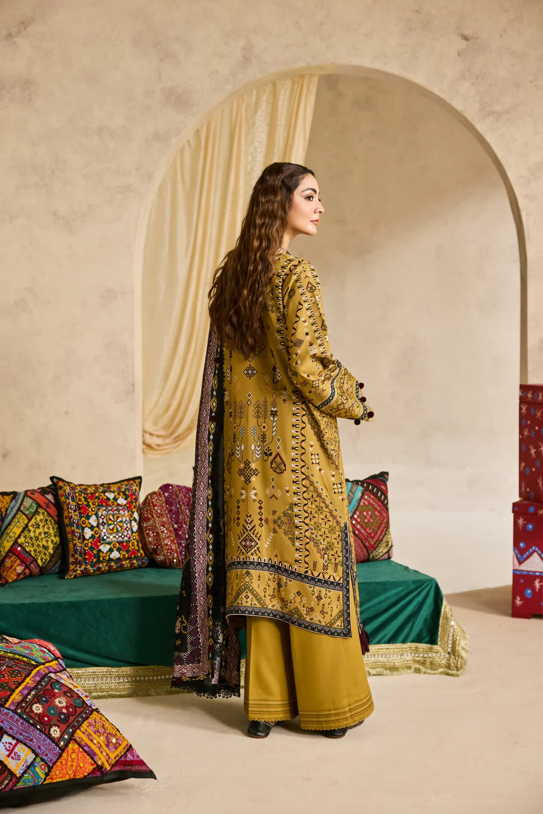 Florent one-nation Digital Printed Embroidered 3 piece stitched suit FON - 5A