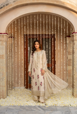 Chiffon 3 Piece Embroidered Hayat Karma Collection WARM IVORY F-496