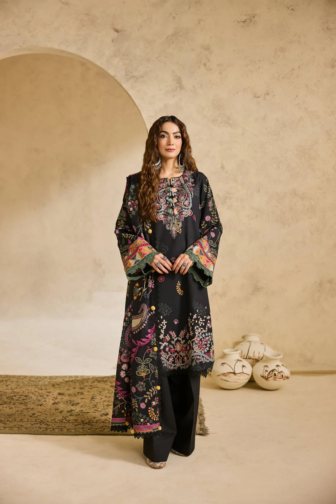 Florent one-nation Digital Printed Embroidered 3 piece stitched suit FON - 2A