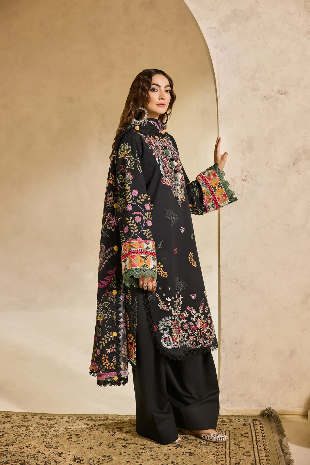 Florent one-nation Digital Printed Embroidered 3 piece stitched suit FON - 2A