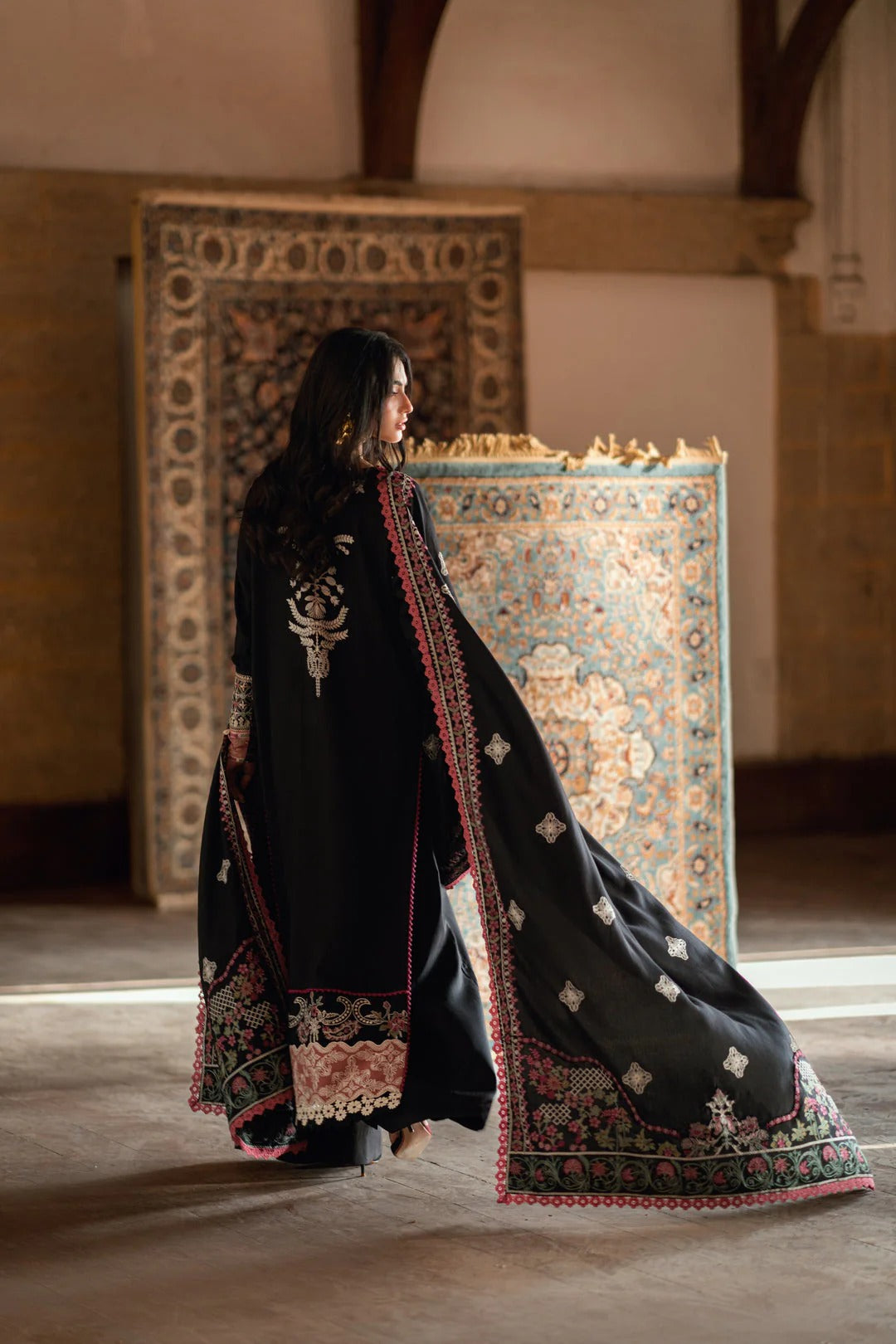 Florent shades-of-winter 3 piece stitched suit Embroidered Shirt With Embroidered Shawl FWS - 6B