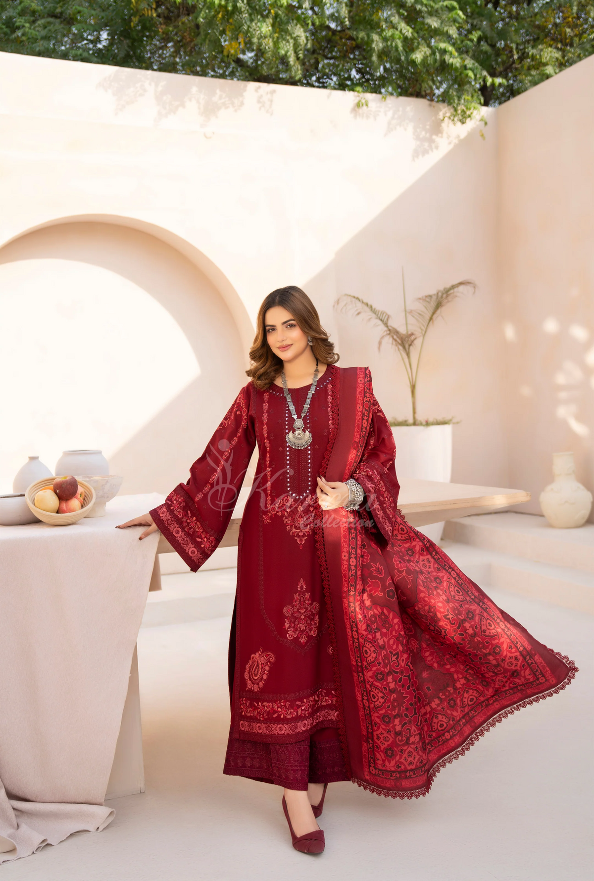 Winter Luxury 3 Piece Embroidered Mishaal Karma CollectionEMBER SKU:KC-1537