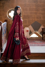 Florent shades-of-winter 3 piece stitched suit Embroidered Shirt With Embroidered Shawl FWS - 1B