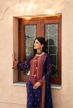 Chiffon 3 Piece Embroidered Hayat Karma Collection DARK SAPPHIRE F-495