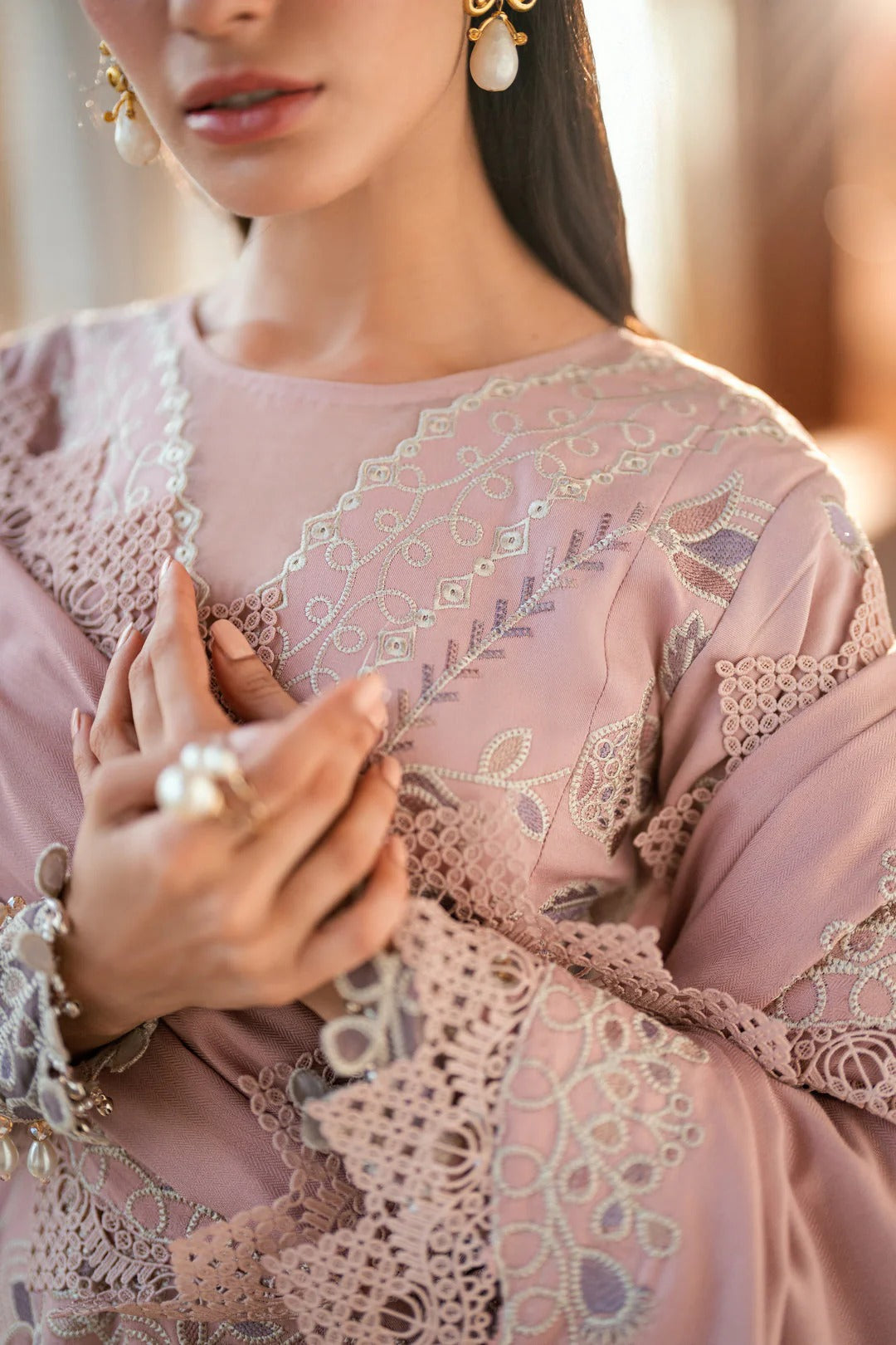 Florent shades-of-winter 3 piece stitched suit Embroidered Shirt With Embroidered Shawl FWS - 8B