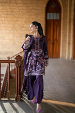 Florent shades-of-winter 3 piece stitched suit Embroidered Shirt With Embroidered Shawl FWS - 7A