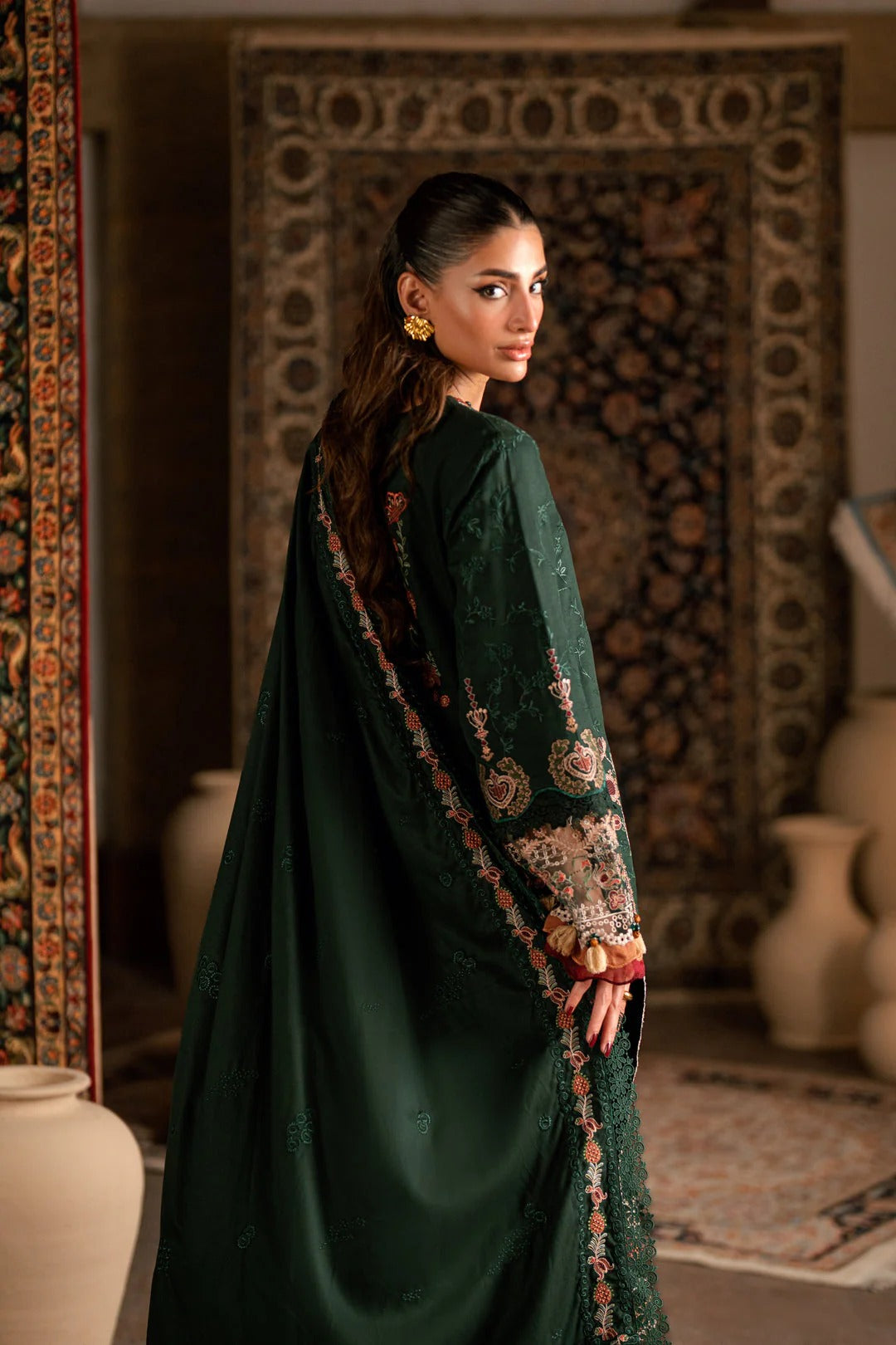 Florent shades-of-winter 3 piece stitched suit Embroidered Shirt With Embroidered Shawl FWS - 7B