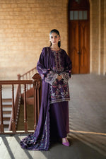 Florent shades-of-winter 3 piece stitched suit Embroidered Shirt With Embroidered Shawl FWS - 7A