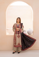 Winter Luxury 3 Piece Embroidered Mishaal Karma CollectionLIGHT OAT SKU:KC-1533