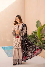 Winter Luxury 3 Piece Embroidered Mishaal Karma CollectionALMOND SKU:KC-1531