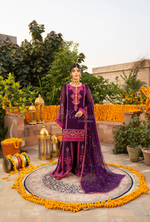 Chiffon 3 Piece Embroidered Hayat Karma Collection MAGENTA F-494