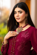 Chiffon 3 Piece Embroidered Hayat Karma Collection CRIMSON VELVEТ F-497