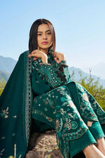 Reet By Ramsha - Three piece embroidered karandi suits with embroidered karandi shawls stitched & embellished | Original Ramsha Karandi Collection 2025 | R-1303