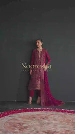 Nishta | Nooresha By Emaan Adeel | Embroidered 3 Piece Chiffon Suit Stitched | Eid 2025