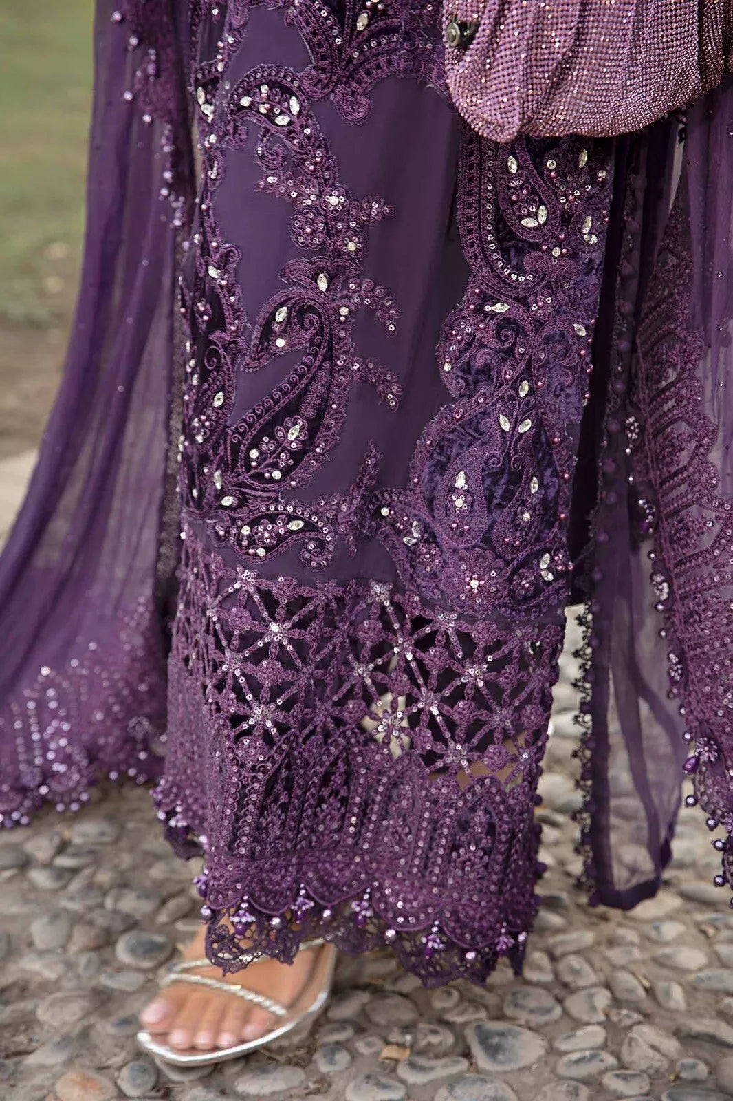 Maria B stitched Luxury Embroidered 3 Piece Chiffon inspired Suit | MPC-24-102