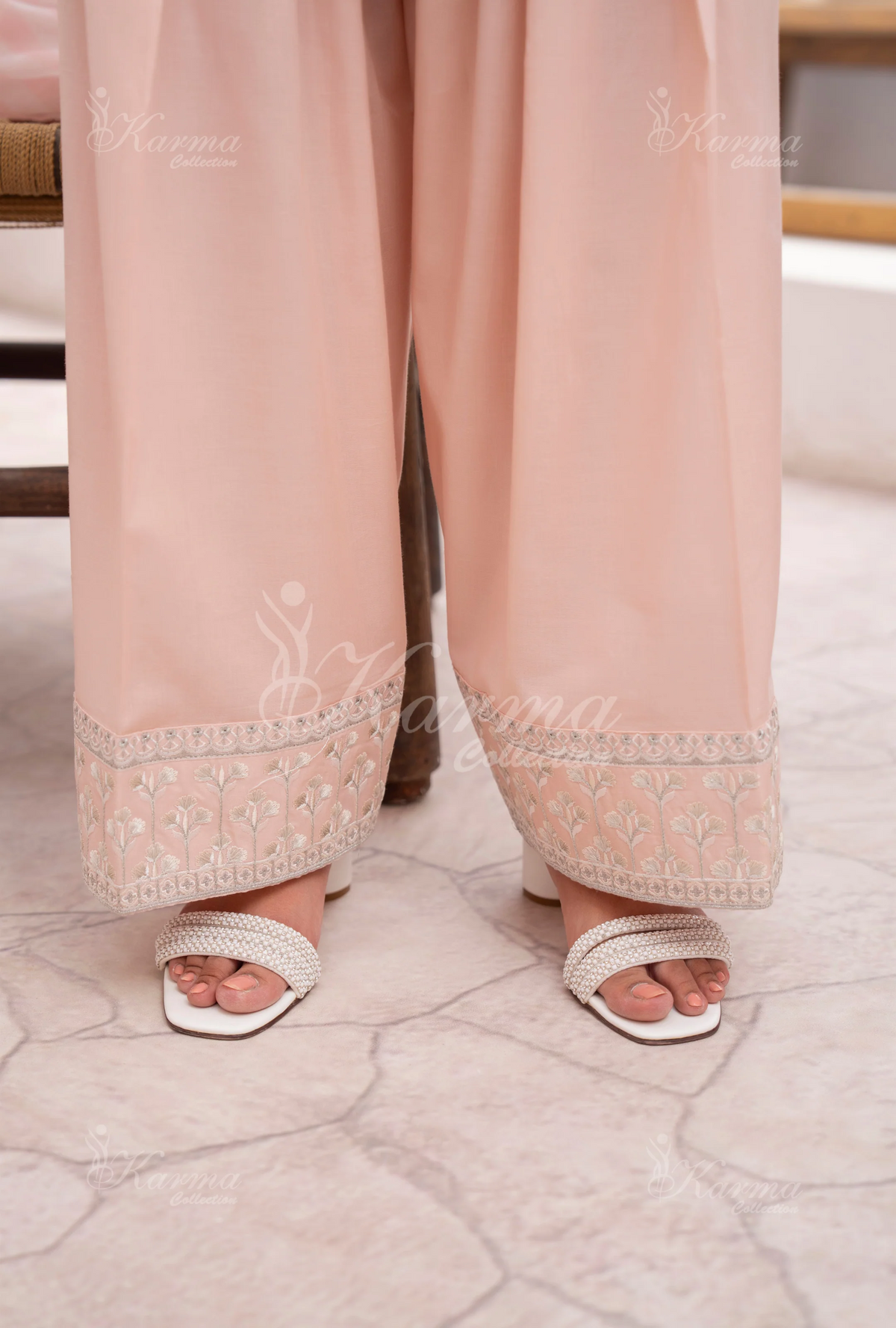 Farshi Shalwar with Embroidered Karma CollectionROSE QUARTZ SKU:KC-1476