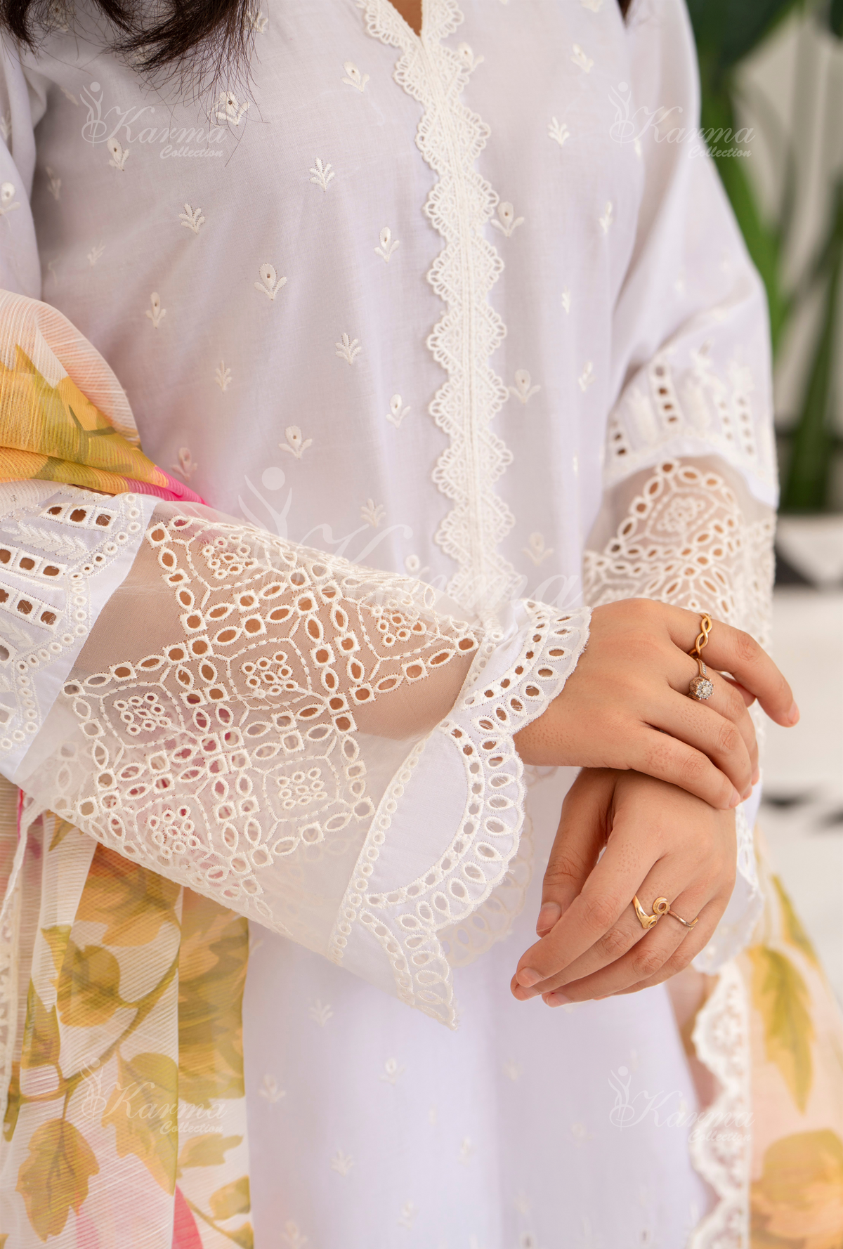 Afsana By KARMA COLLECTION (1392) WhiteChikankari Edit Latest Volume Causal 3 piece Suit