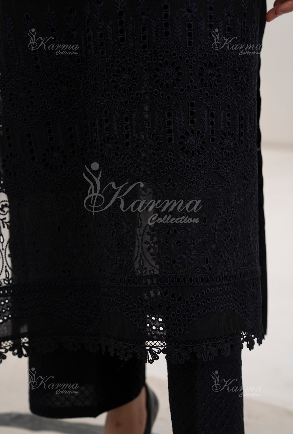 Afsana By KARMA COLLECTION (1389) Raven Black Chikankari Edit Latest Volume Causal 3 piece Suit