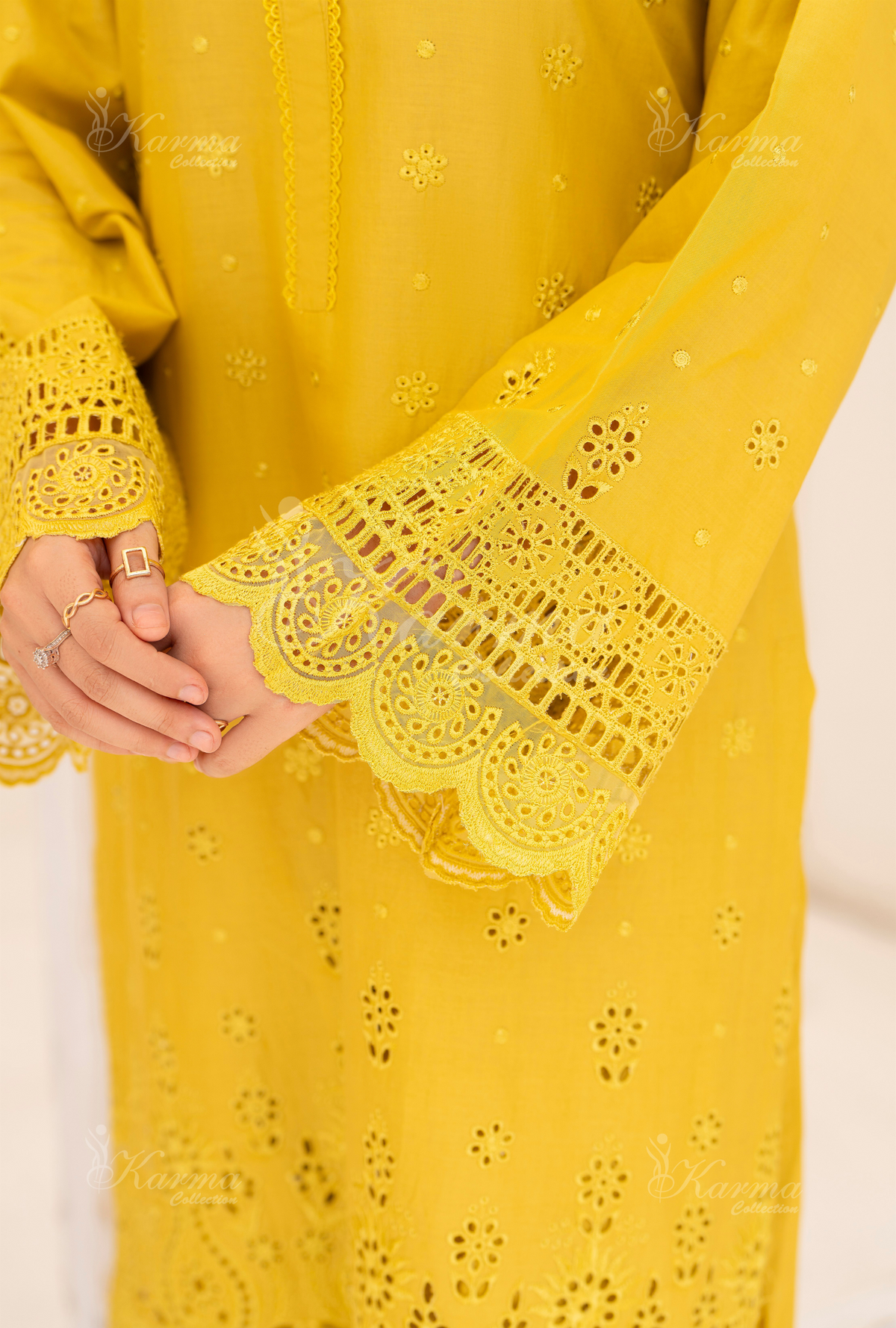 Afsana By KARMA COLLECTION (1385) Flaxen Mustard Chikankari Edit Latest Volume Causal 3 piece Suit