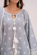 Farshi Shalwar with Embroidered Karma CollectionDOVE GREY SKU:KC-1476
