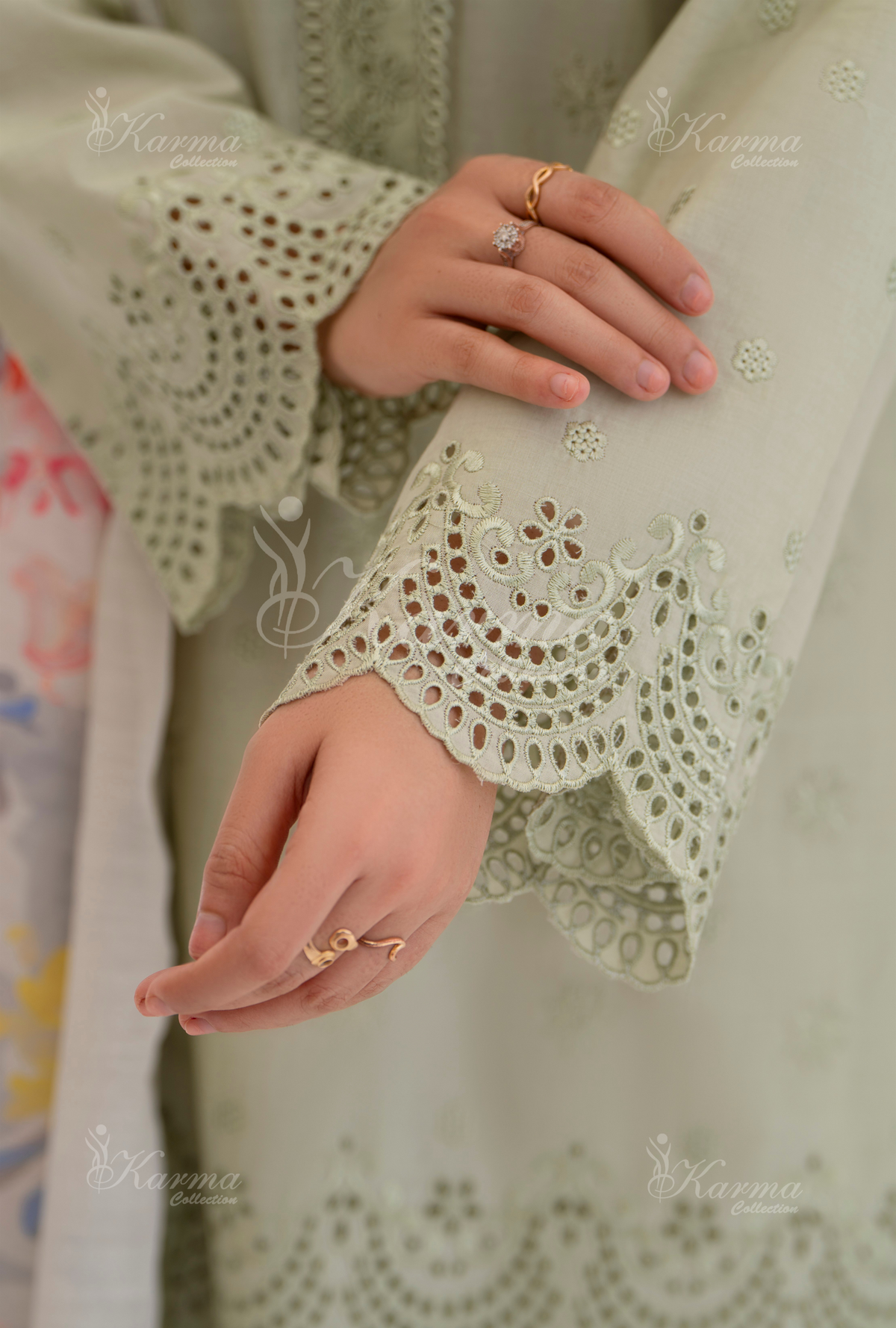 Afsana By KARMA COLLECTION (1386) Glacial GreenChikankari Edit Latest Volume Causal 3 piece Suit