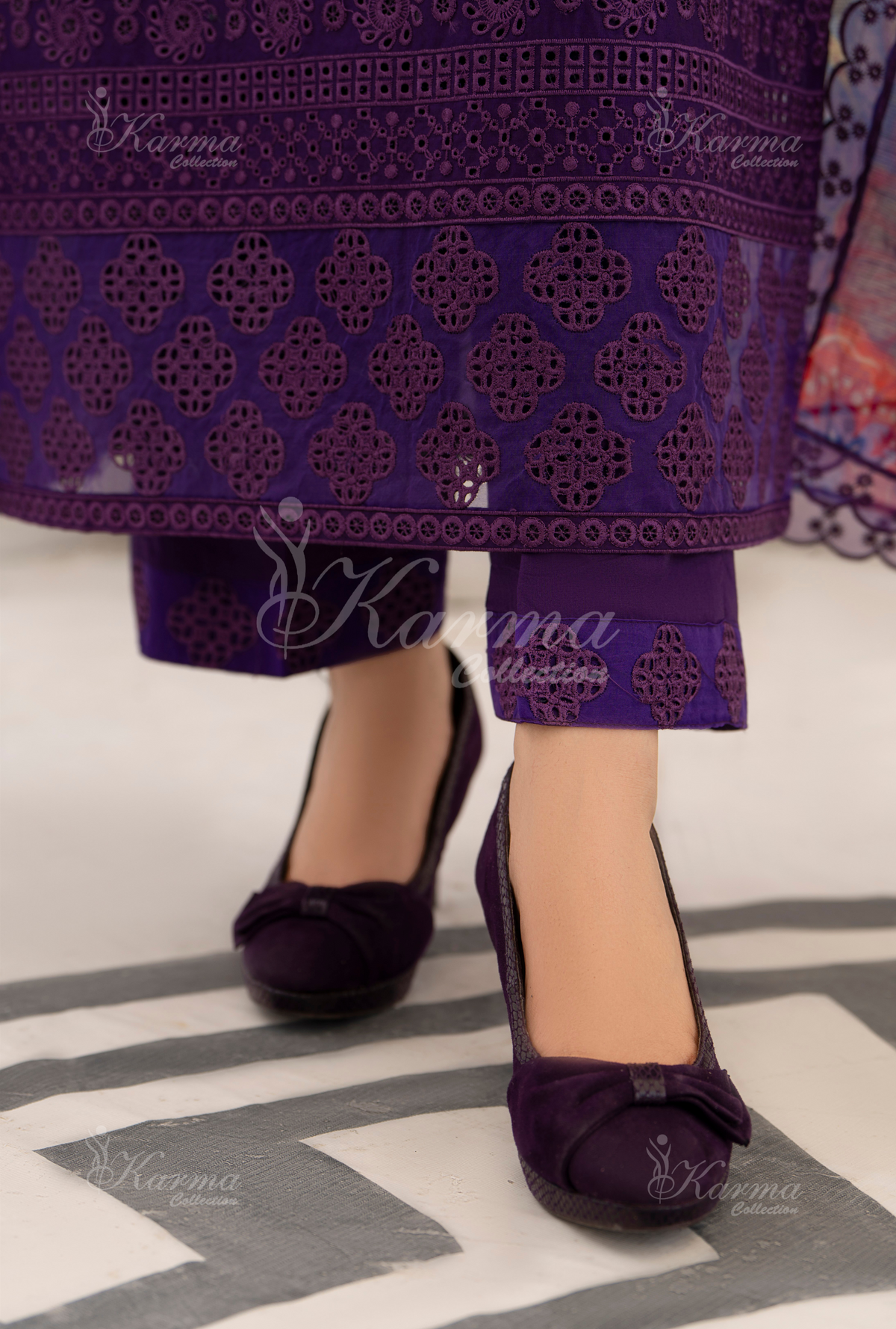 Afsana By KARMA COLLECTION (1391) Plum Chikankari Edit Latest Volume Causal 3 piece Suit