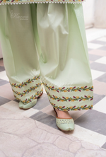 Farshi Shalwar with Embroidered Karma CollectionPISTACHIO GLOW SKU:KC-1480