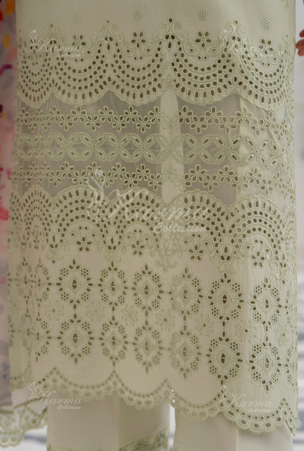 Afsana By KARMA COLLECTION (1386) Glacial GreenChikankari Edit Latest Volume Causal 3 piece Suit