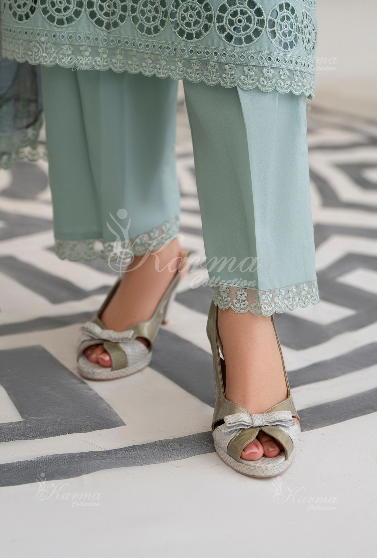 Afsana By KARMA COLLECTION (1394) Mint Blue Chikankari Edit Latest Volume 2