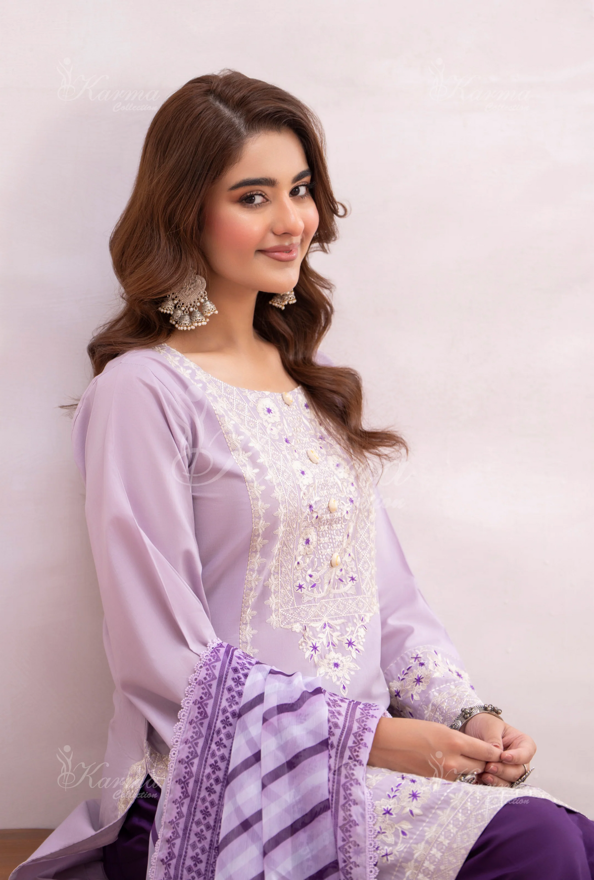 Farshi Shalwar with Embroidered Karma CollectionMAUVE DUSK SKU:KC-1484