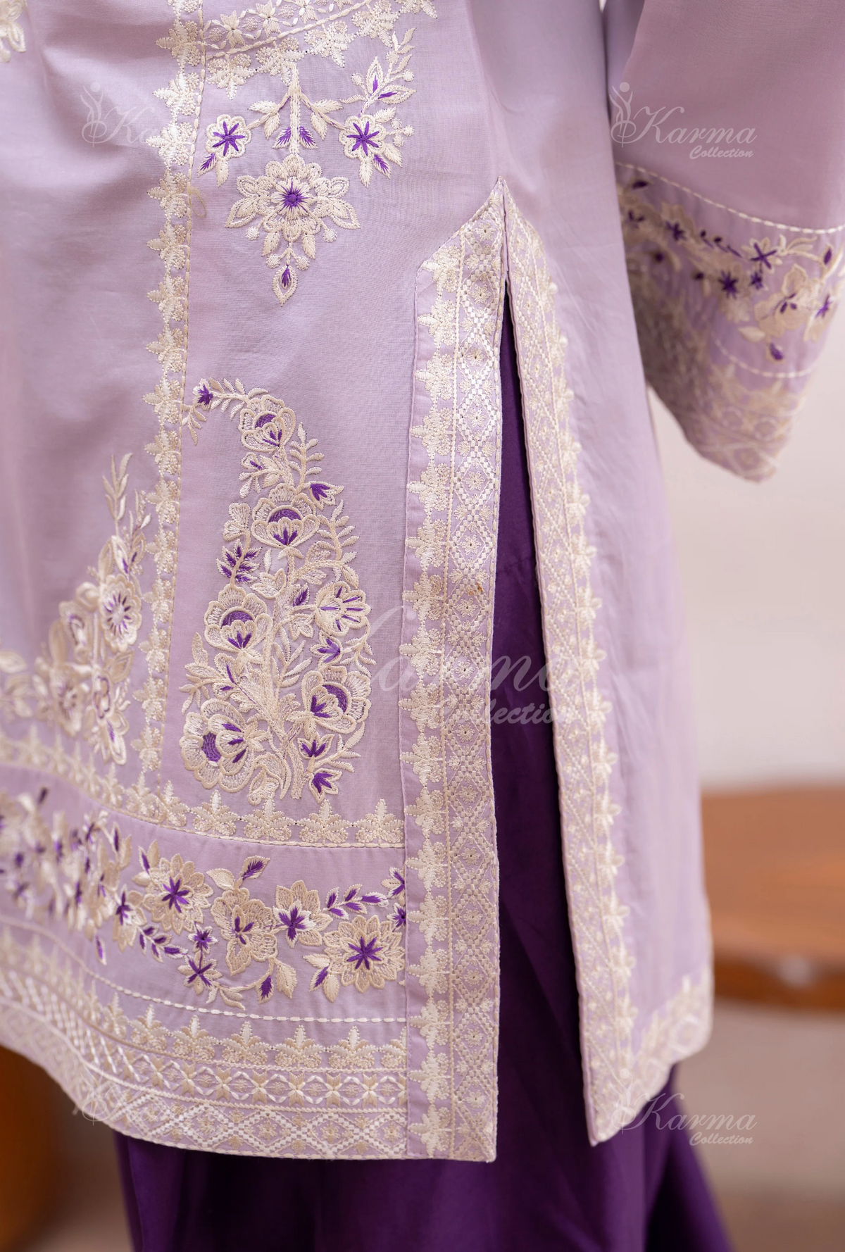 Farshi Shalwar with Embroidered Karma CollectionMAUVE DUSK SKU:KC-1484