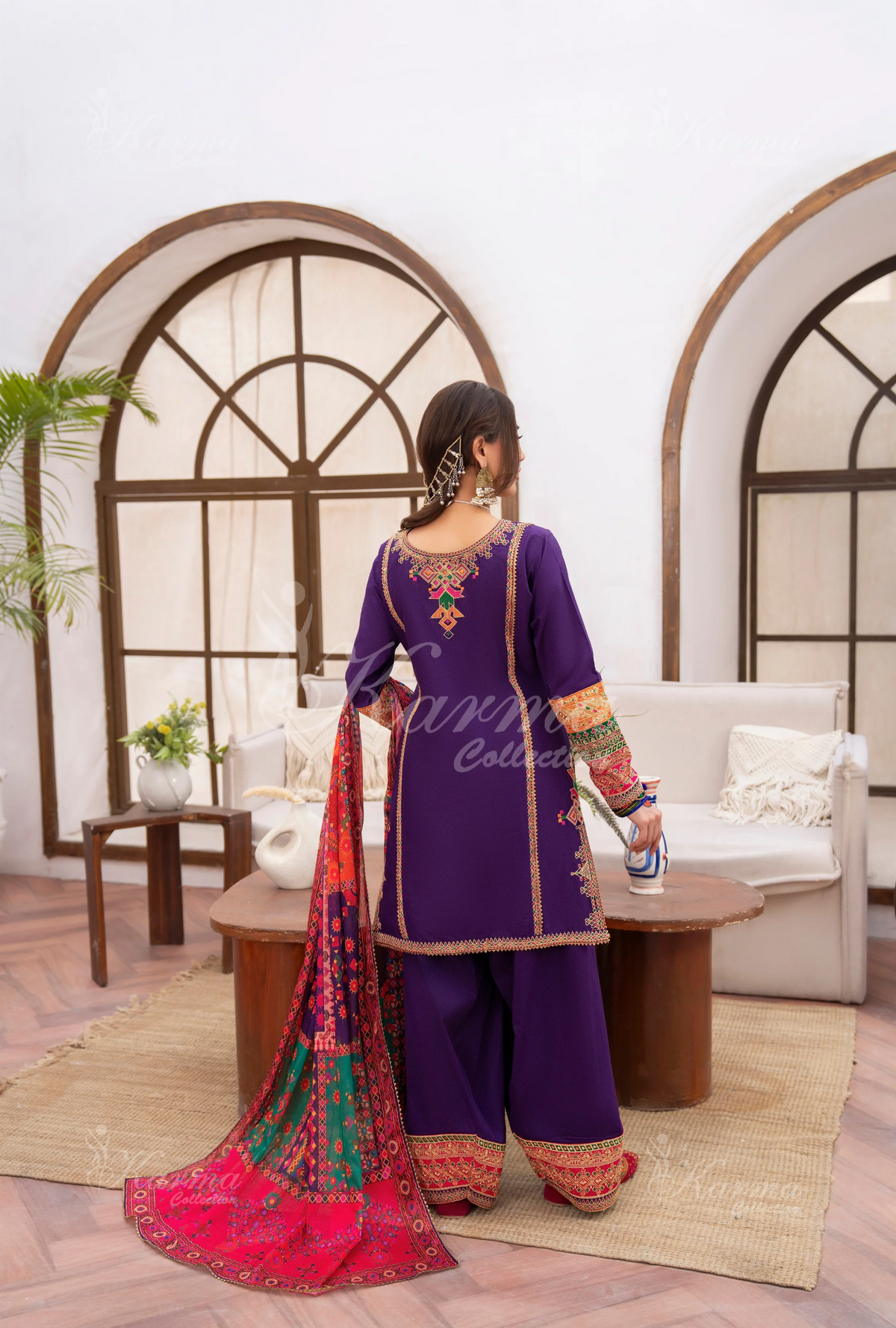 Farshi Shalwar with Embroidered Karma CollectionAMETHYST MIST SKU:KC-1483