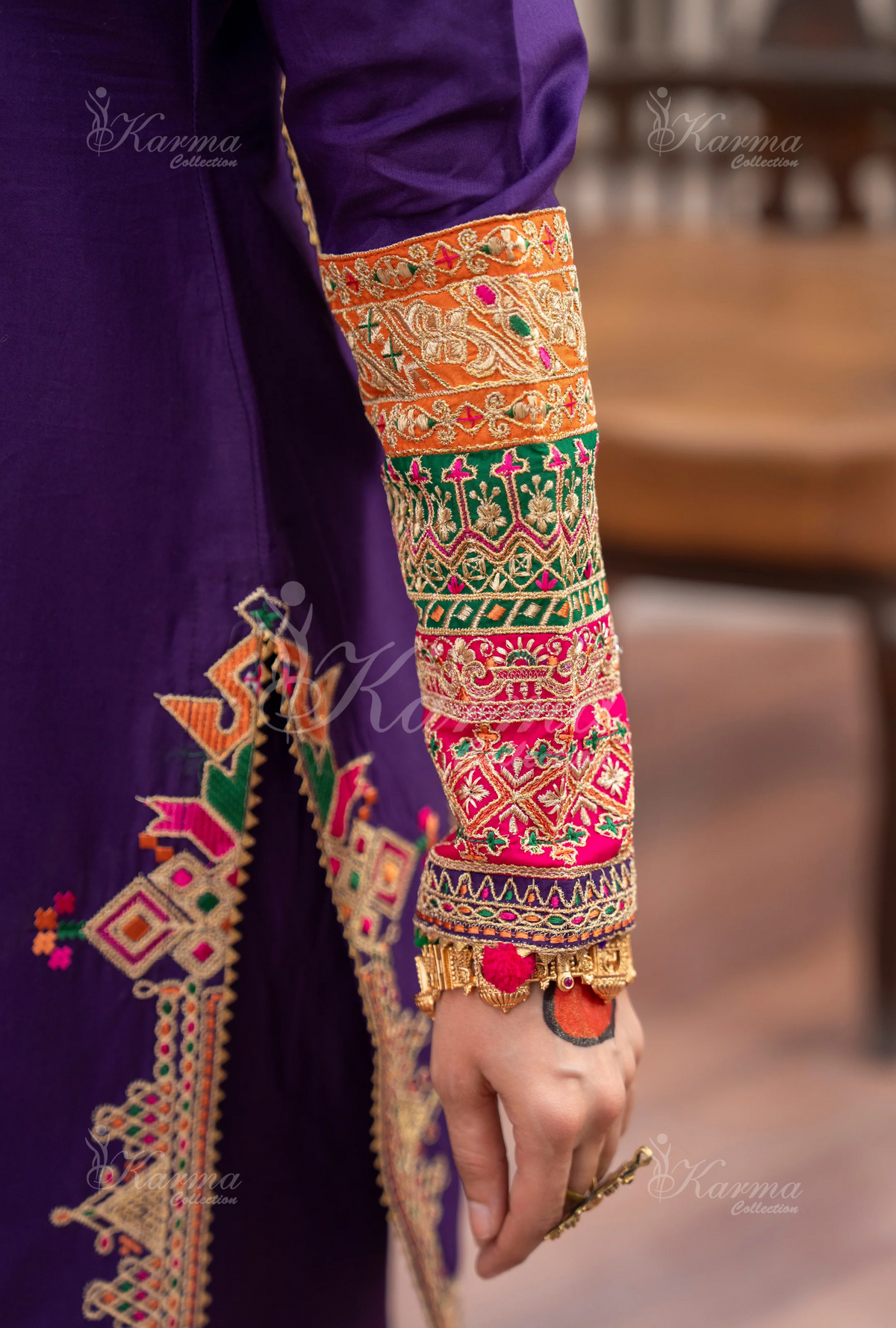 Farshi Shalwar with Embroidered Karma CollectionAMETHYST MIST SKU:KC-1483