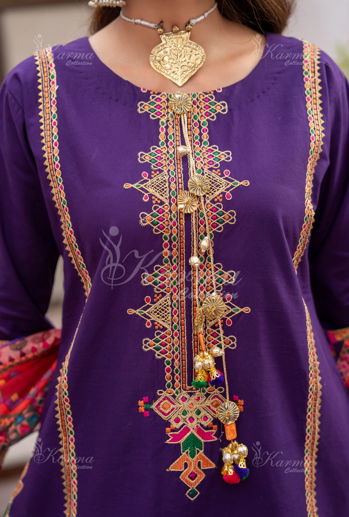 Farshi Shalwar with Embroidered Karma CollectionAMETHYST MIST SKU:KC-1483