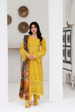 Afsana By KARMA COLLECTION (1385) Flaxen Mustard Chikankari Edit Latest Volume Causal 3 piece Suit