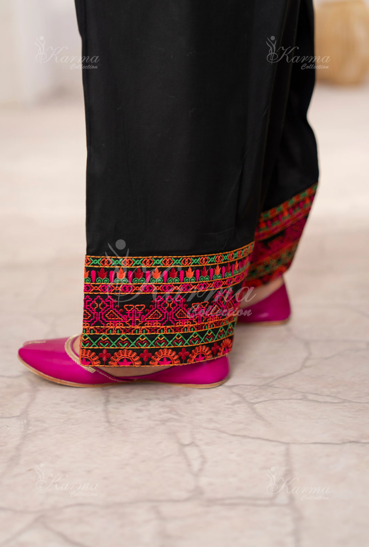 Farshi Shalwar with Embroidered Karma CollectionCHARCOAL LUXE SKU:KC-1477