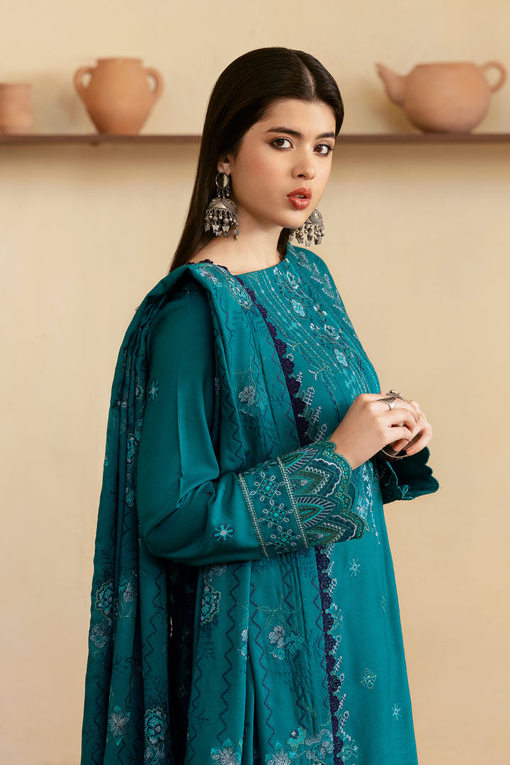 Reet By Ramsha - Three piece embroidered karandi suits with embroidered karandi shawls stitched & embellished | Original Ramsha Karandi Collection 2024 | R-1206