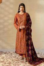 Reet By Ramsha - Three piece embroidered karandi suits with embroidered karandi shawls stitched & embellished | Original Ramsha Karandi Collection 2024 | R-1208