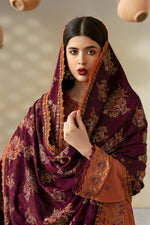 Reet By Ramsha - Three piece embroidered karandi suits with embroidered karandi shawls stitched & embellished | Original Ramsha Karandi Collection 2024 | R-1208