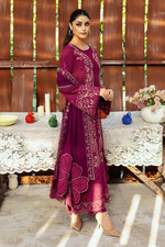 Reet By Ramsha - Three piece embroidered karandi suits with embroidered karandi shawls stitched & embellished | Original Ramsha Karandi Collection 2024 | R-1102