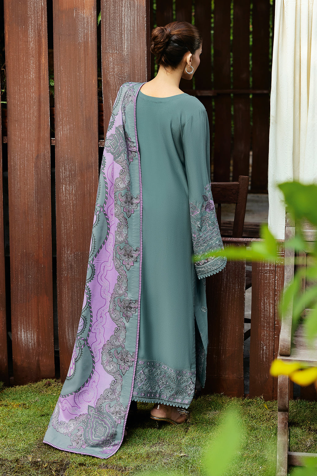 Reet By Ramsha - Three piece embroidered karandi suits with embroidered karandi shawls stitched & embellished | Original Ramsha Karandi Collection 2024 | R-1107