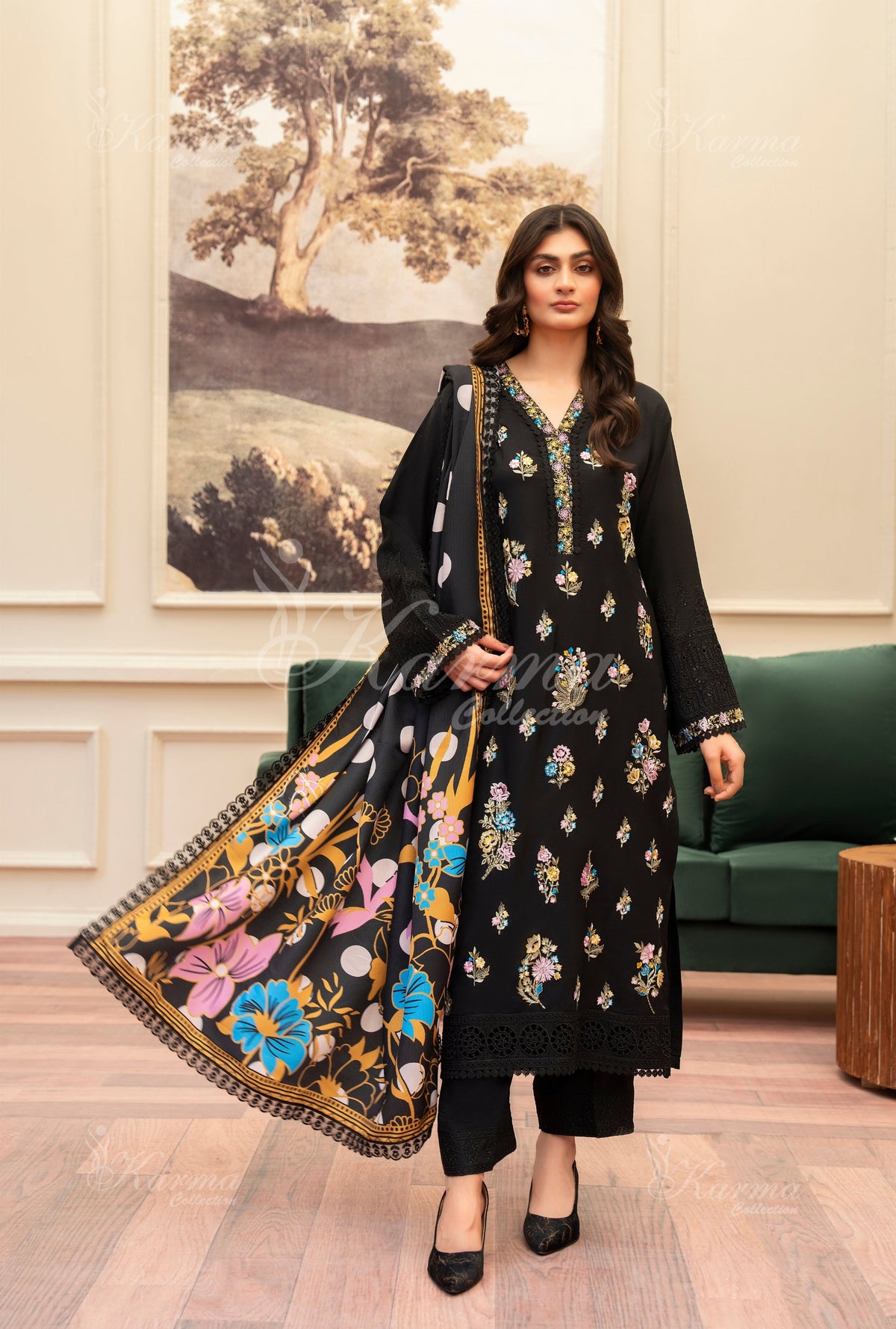 Karma Collection Winter 2024 Aangan II -1406 | JET BLACK