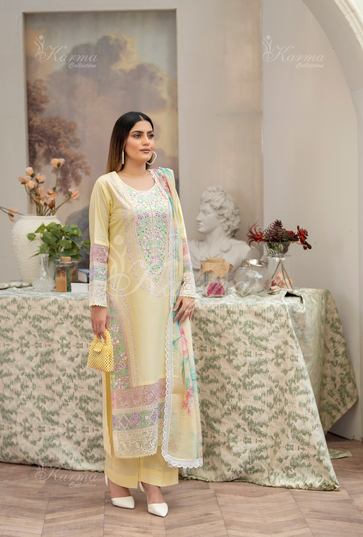 Karma Collection PASTEL YELLOW KC-1451- Eid Colletion