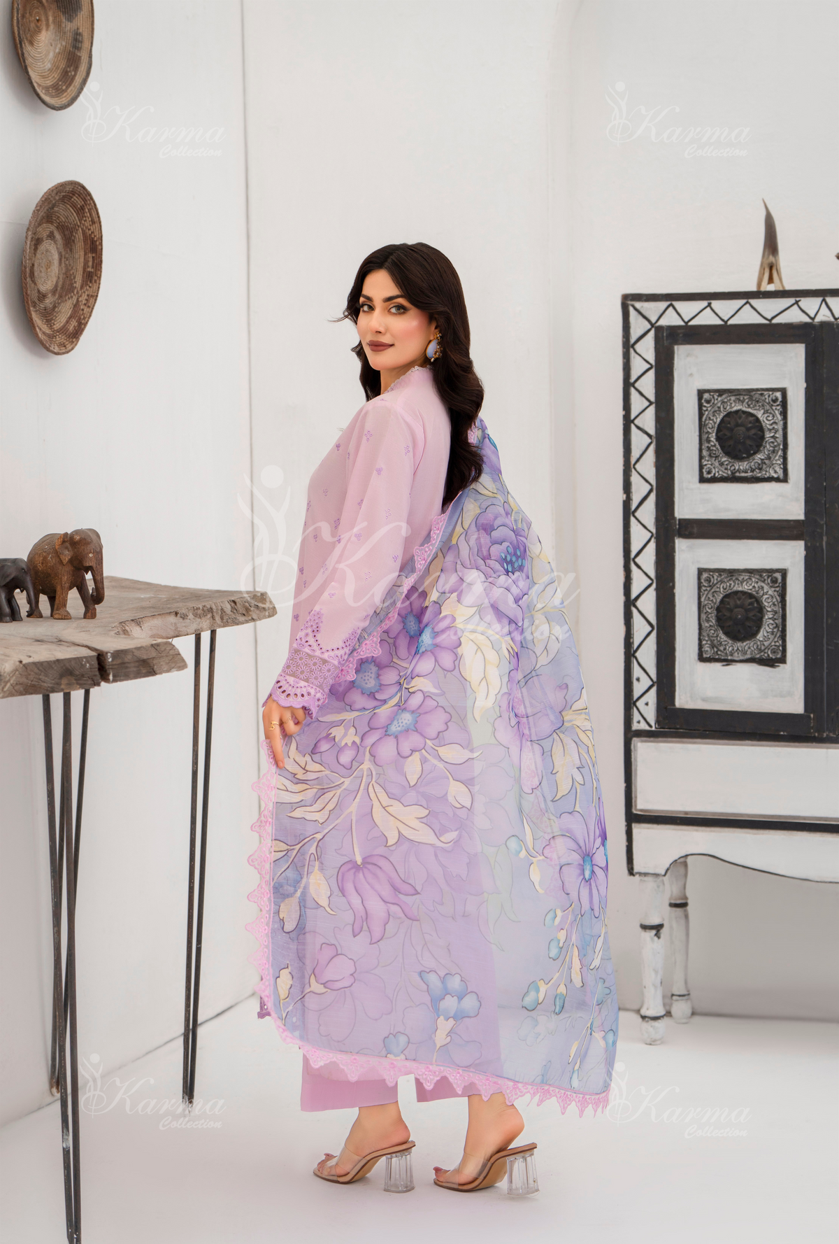 Afsana By KARMA COLLECTION (1388) Pastel PinkChikankari Edit Latest Volume Causal 3 piece Suit